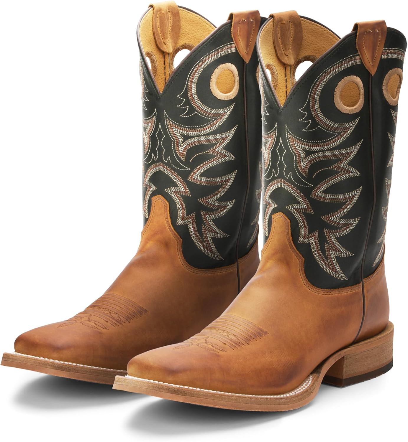 Мужские ковбойские сапоги Justin Caddo 11" Western - Прочные премиальные сапоги из цельнозерновой кожи с квадратным носком, выполненные с полной двойной строчкой по подошве, коричневый