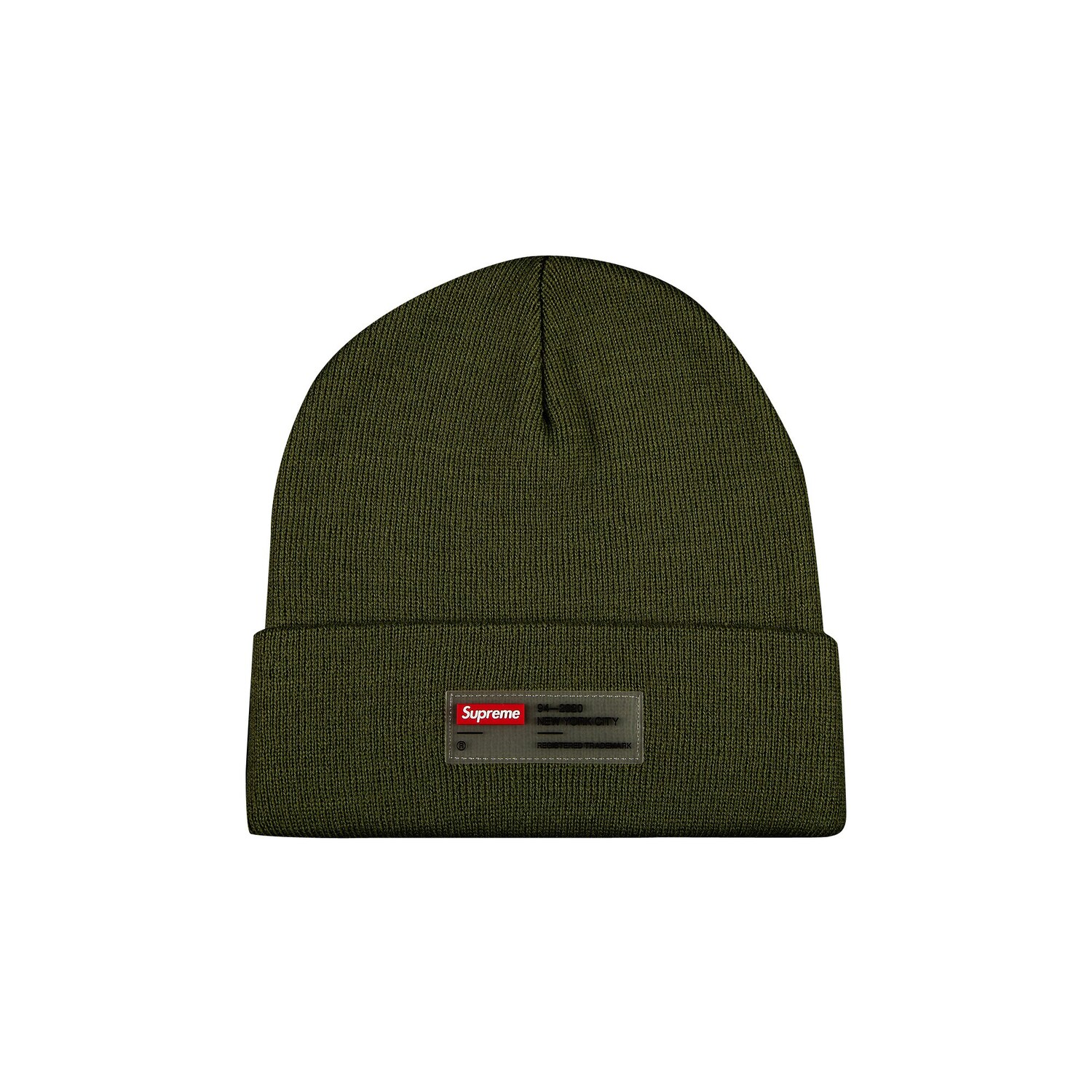 

Шапка-бини Supreme с прозрачной этикеткой Оливковый