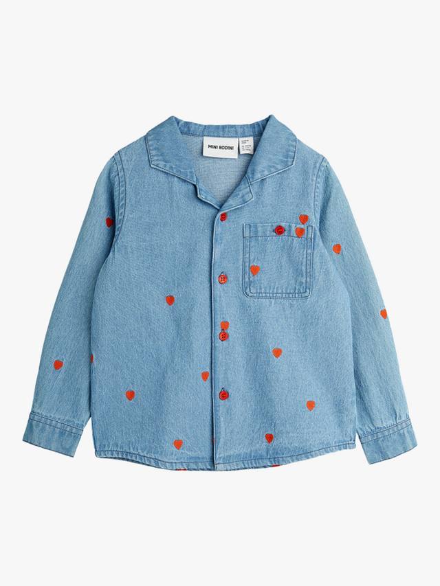 

Детская рубашка из джинсовой ткани с сердцем Mini Rodini, Blue