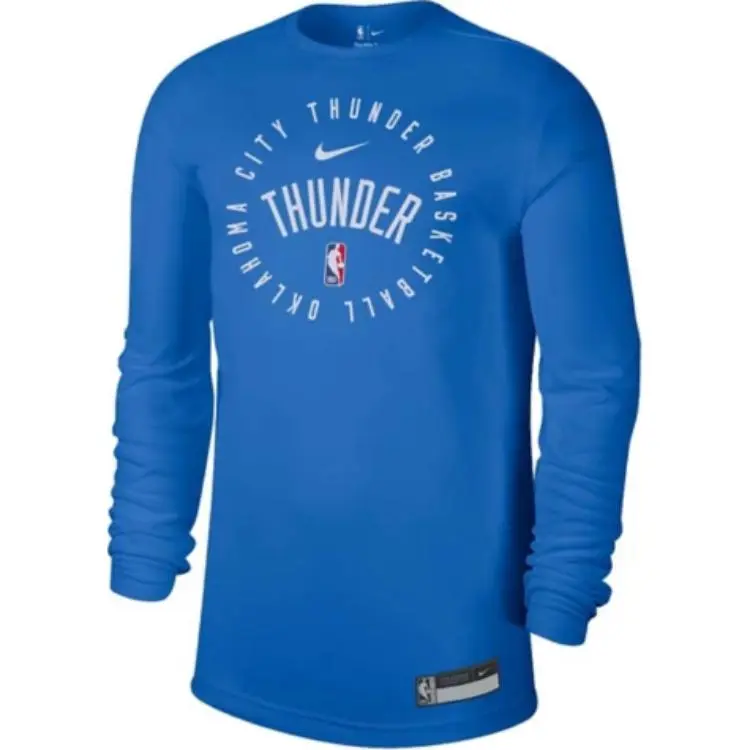 Мужская тренировочная футболка с длинным рукавом Oklahoma City Thunder NBA Nike, синий — фото 3