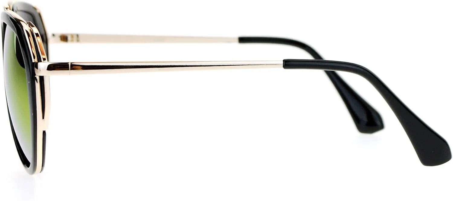 

Женские солнцезащитные очки-авиаторы в стиле ретро, ​​двойная оправа, зеркальные линзы, защита от УФ-излучения UV 400 JuicyOrange, Black Gold (Orange Mirror)