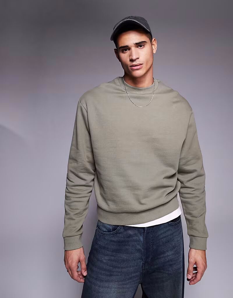 

Свободная толстовка свободного кроя Essentials цвета хаки Asos Design