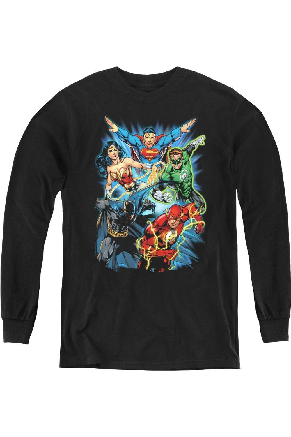 

Футболка с длинным рукавом Justice League of America JL Assemble для молодежи Gildan, черный