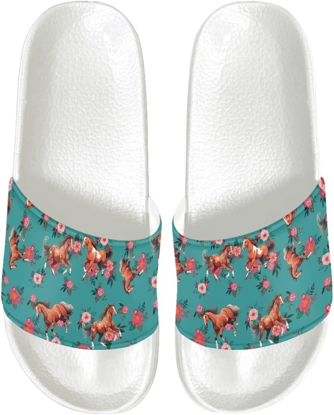 

Женские шлепанцы JUDENTIDOS, нескользящие летние тапочки для дома для девочек, шлепанцы на плоской подошве, Horse Floral