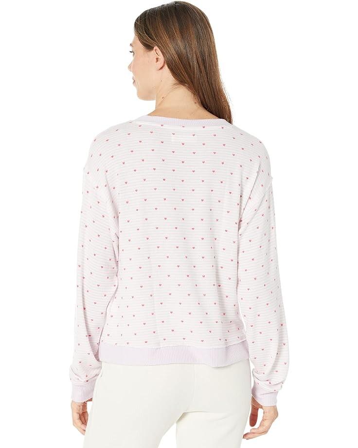 

Топ Lucky Brand Cloud Jersey Long Sleeve V-Neck Top, цвет Lilac Stripe with Hearts