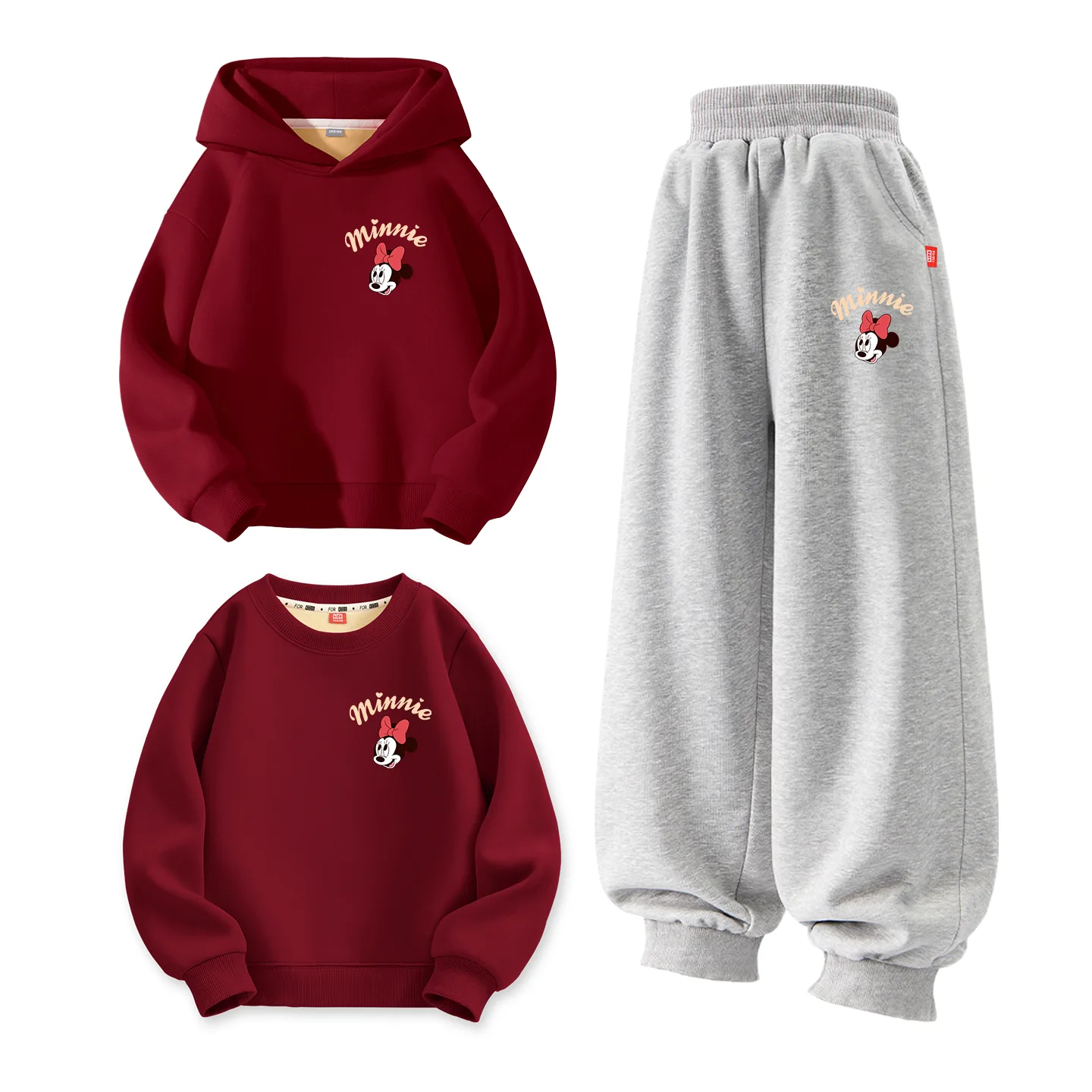 Disney Kids Tang Suits Crew Neck, [Thickened and Fleece-Lined]DiHO Lifting K Burgundy+DiHO Lifting K Navy Blue+DiHO Lifting K Burgundy — фото 4
