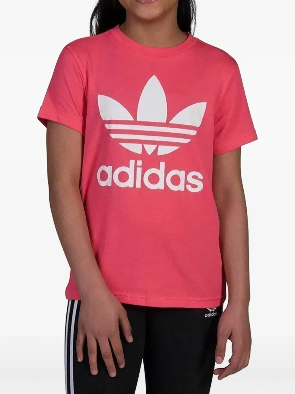 Футболка с круглым вырезом и логотипом «Трелистник» Adidas Kids, розовый