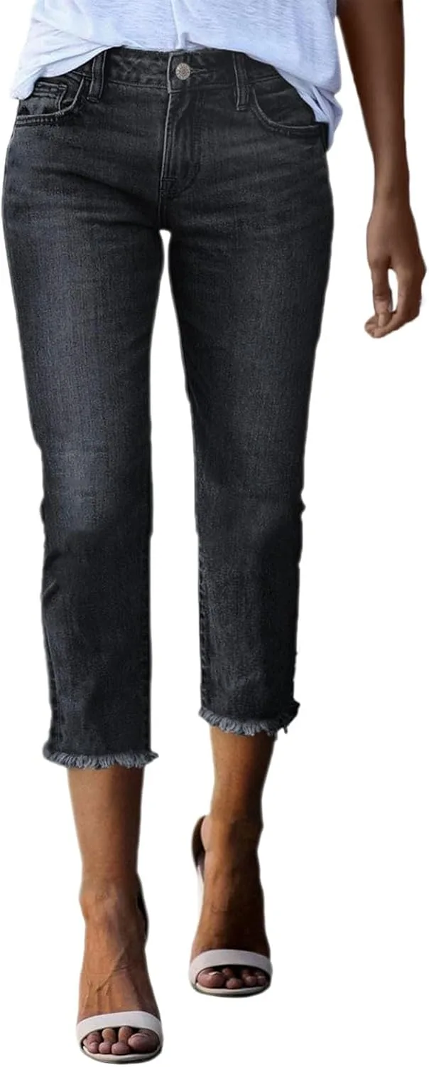 

Женские джинсы Boyfriend с высокой талией, прямые, рваные