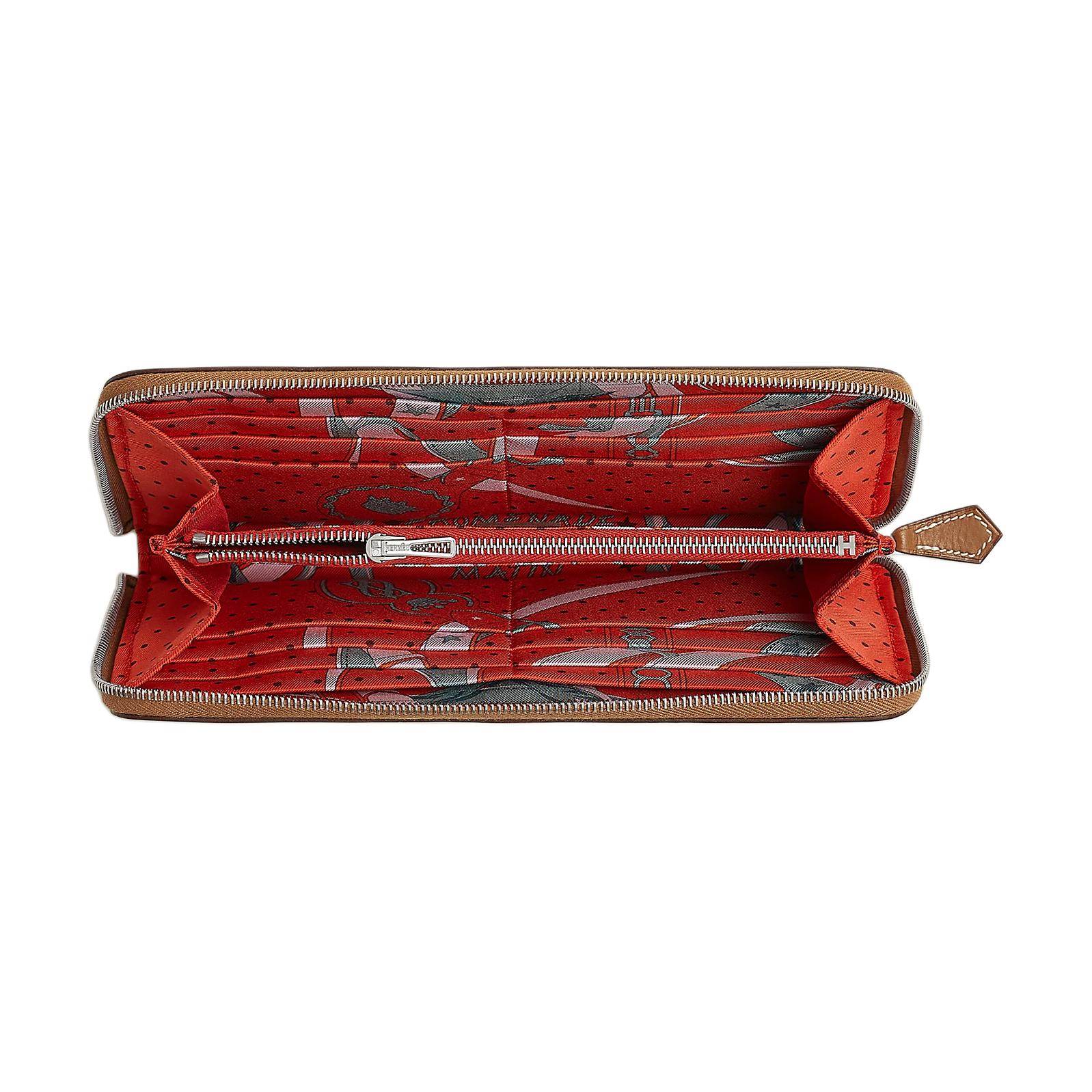 HERMES Шелковый кожаный кошелек для женщин коричневый — фото 2