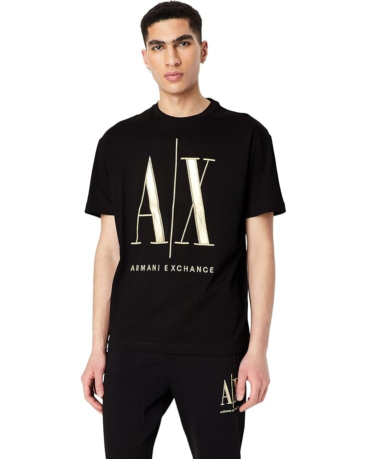 

Футболка Armani Exchange Black/Gold Icon Logo Tee, черный