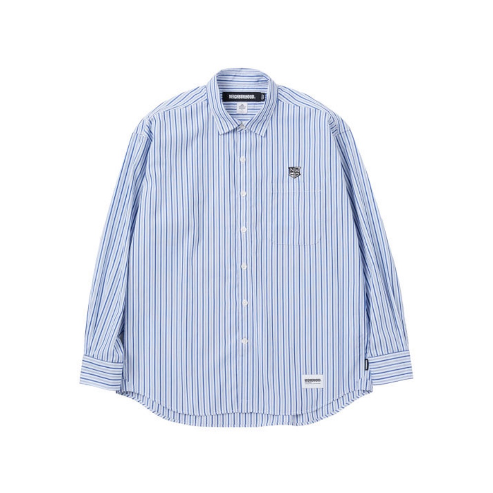 

Рубашка с вышивкой в полоску NEIGHBORHOOD, синий