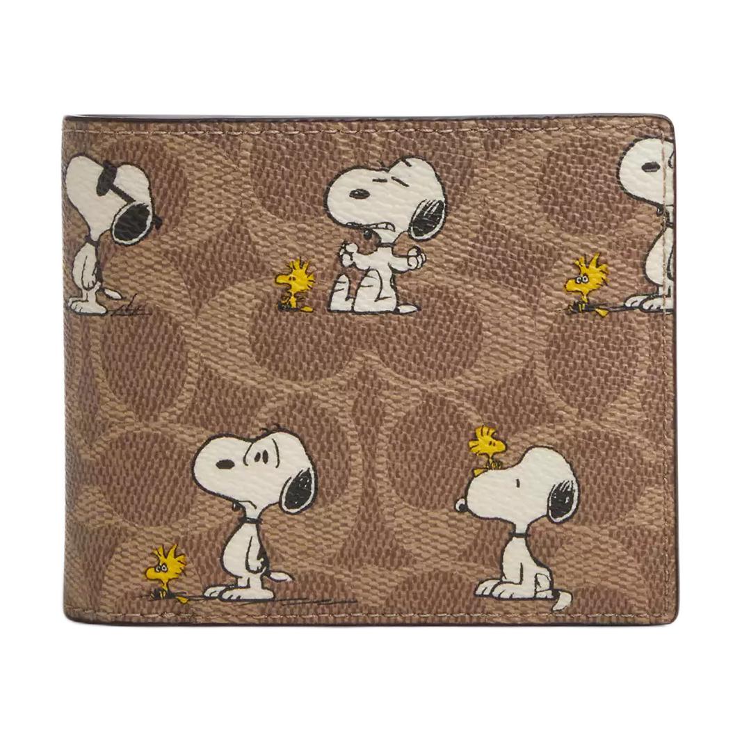 

COACH Миниатюрный мужской бумажник из лакированного холста, Brown