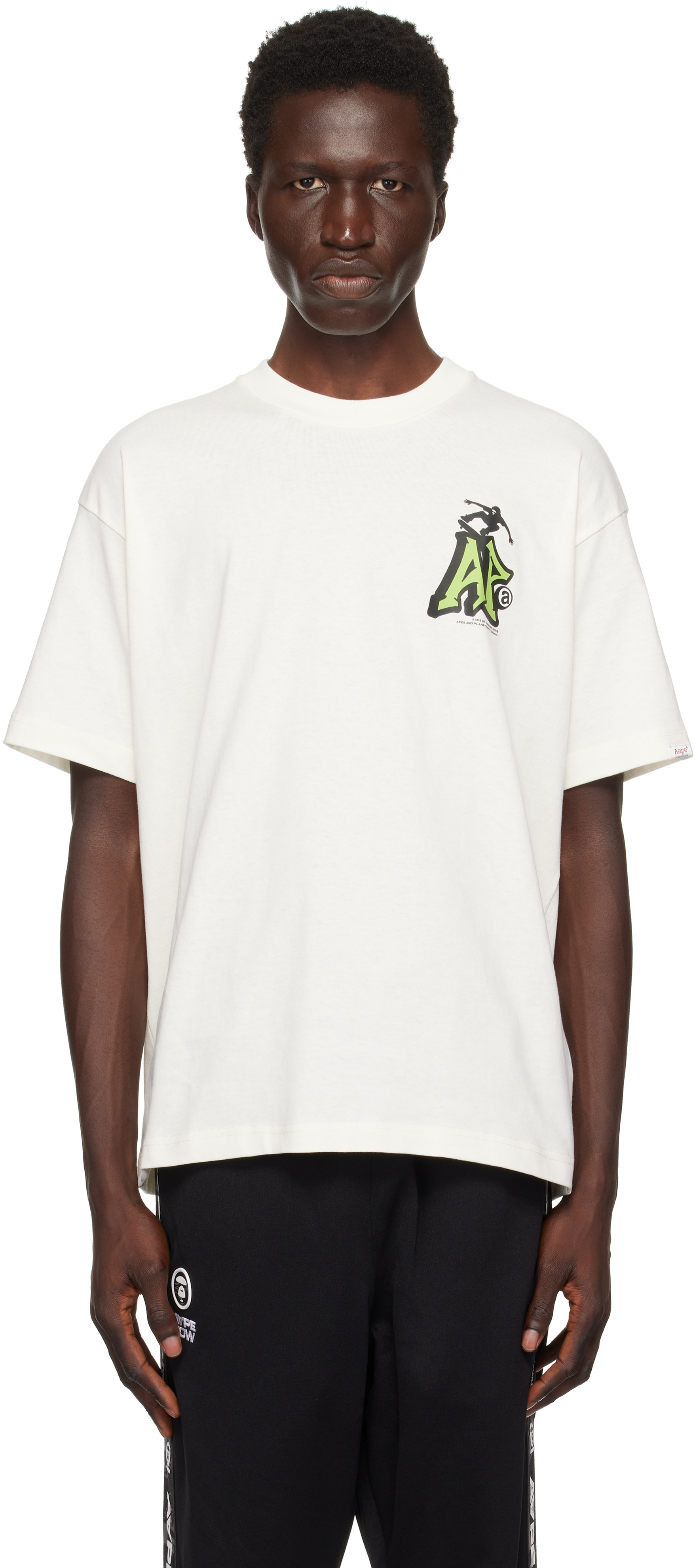 

Футболка с темой Off-White AAPE by A Bathing Ape, слоновая кость