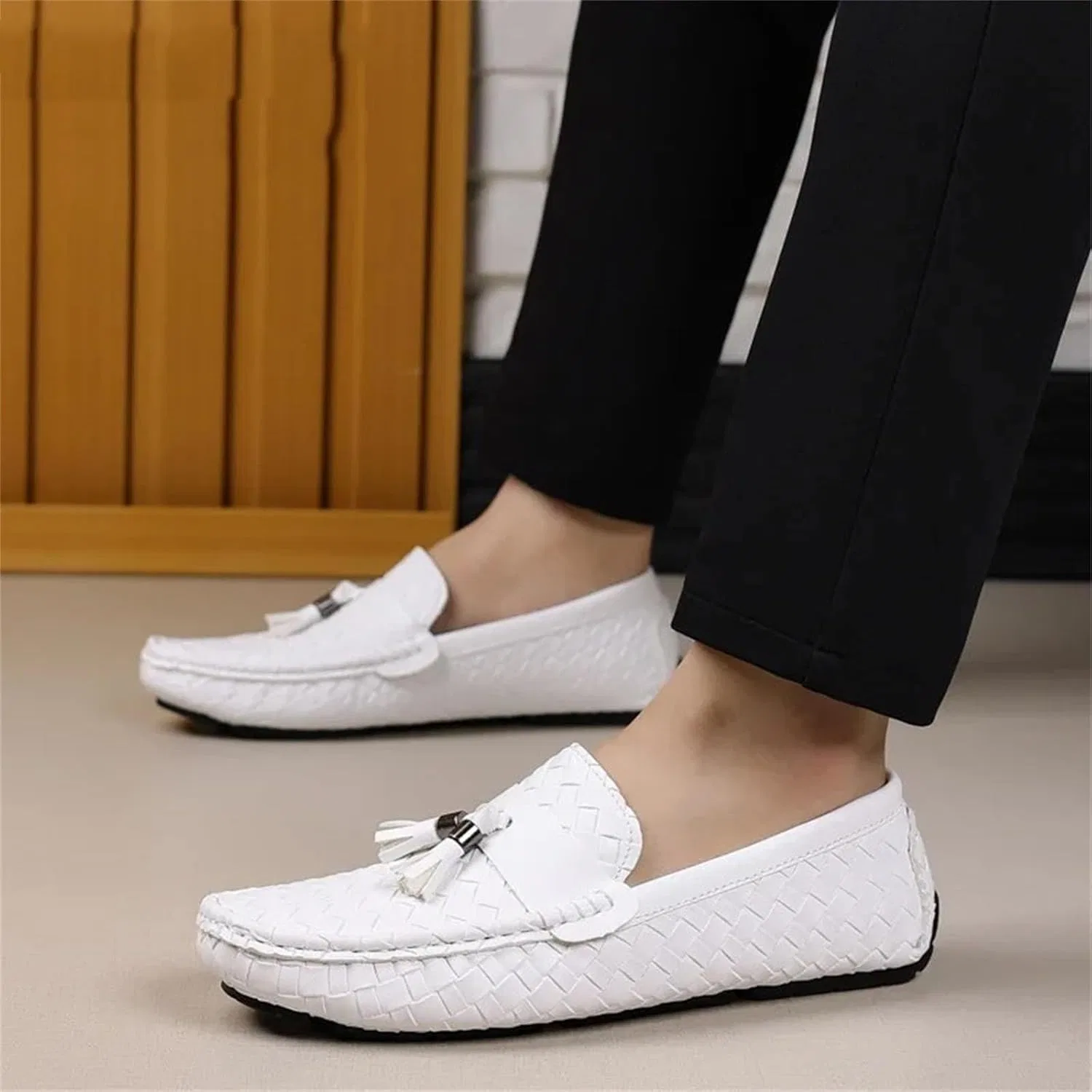 Лоферы мужские повседневные Moccasins Toe Flats, белый — фото 2