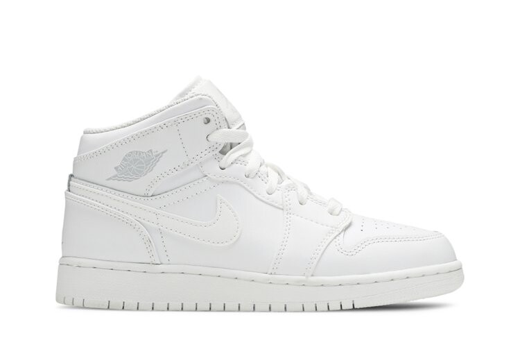 

Кроссовки Air Jordan 1 Retro Mid GS 'Triple White', белый
