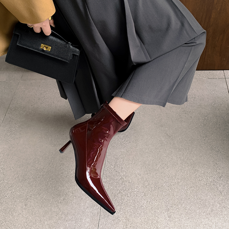 Echo&yolo Женские полусапожки бордовые на флисовой подкладке, цвет Burgundy (Fleece-Lined) — фото 4