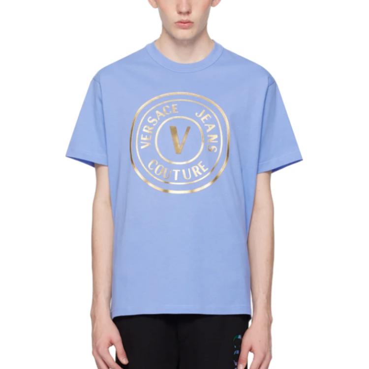 

VERSACE JEANS Футболка мужская светло-голубая, Синий, VERSACE JEANS Футболка мужская светло-голубая