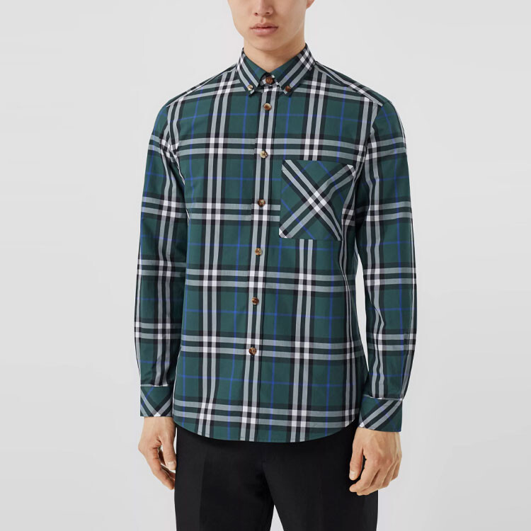 Рубашка мужская Burberry лесная зеленый, зеленый — фото 2