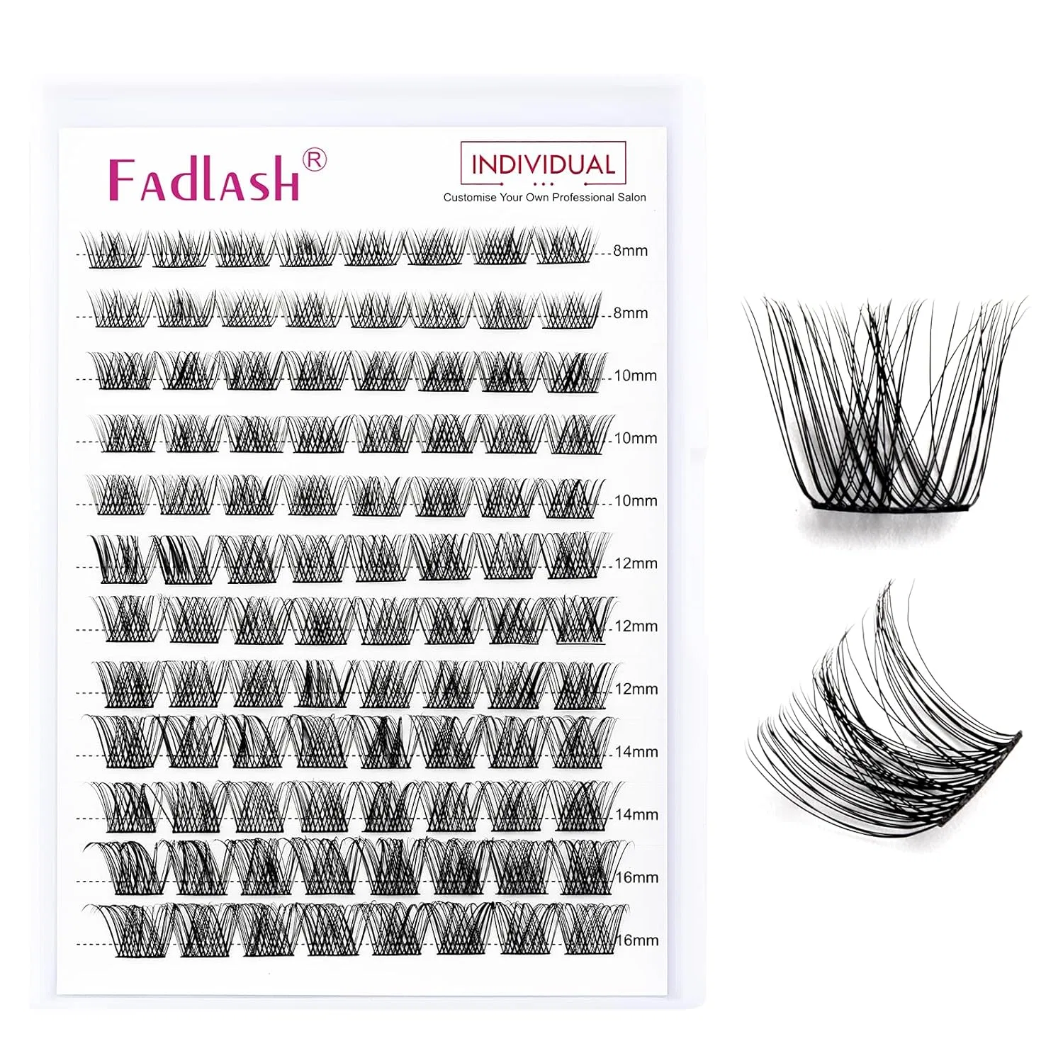 Пучковые ресницы FADLASH для домашнего наращивания, изгиб D, 0.07 мм, 96 шт. Fadlash — фото 2