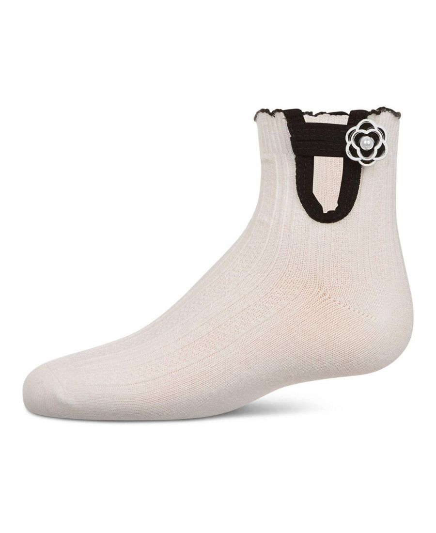 

Детские носки с цветочным принтом и пуговицами на щиколотке MeMoi, White