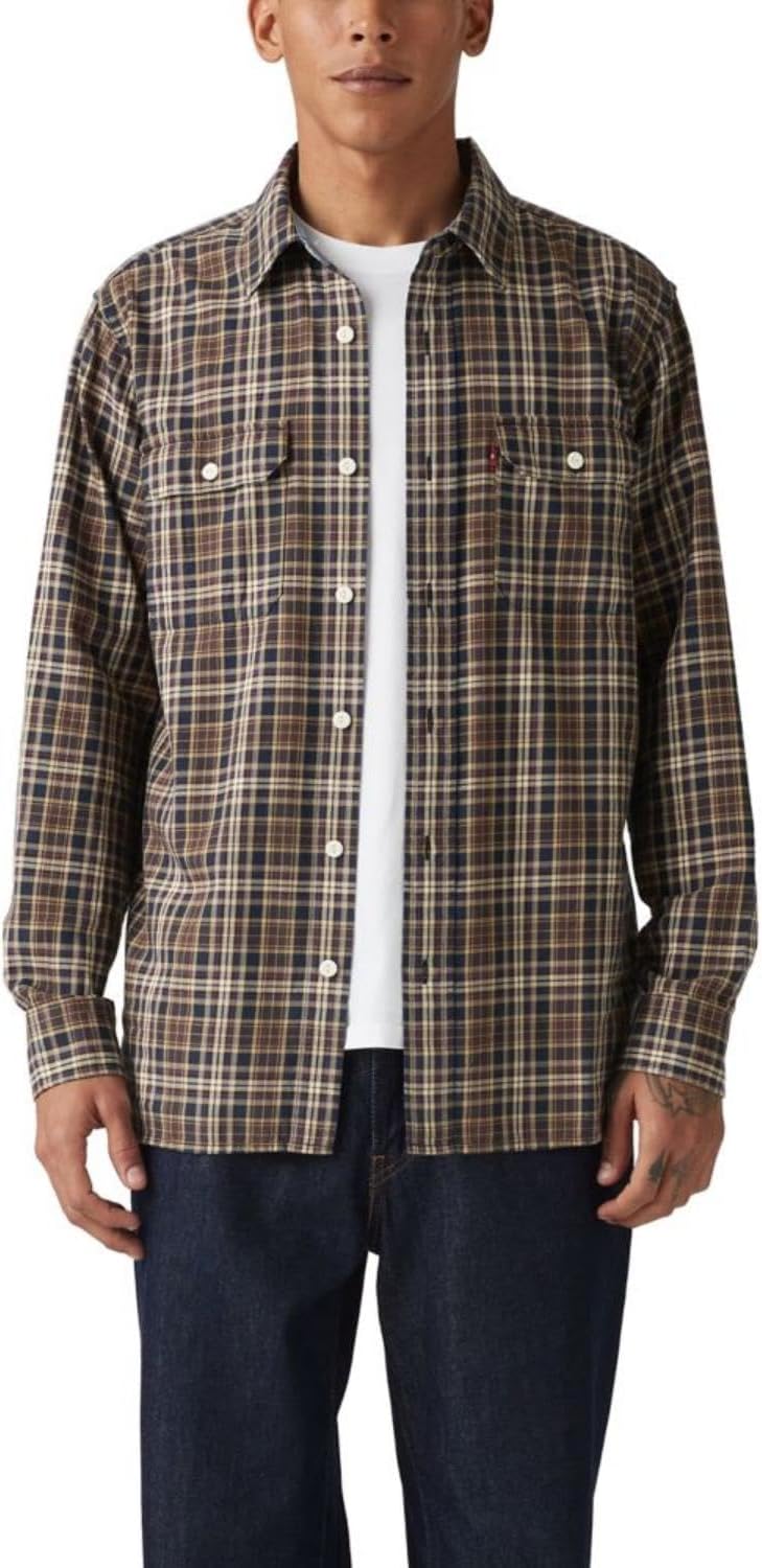 

Мужская классическая рубашка Levi's с длинным рукавом, Allia Plaid Navy Blazer Twill