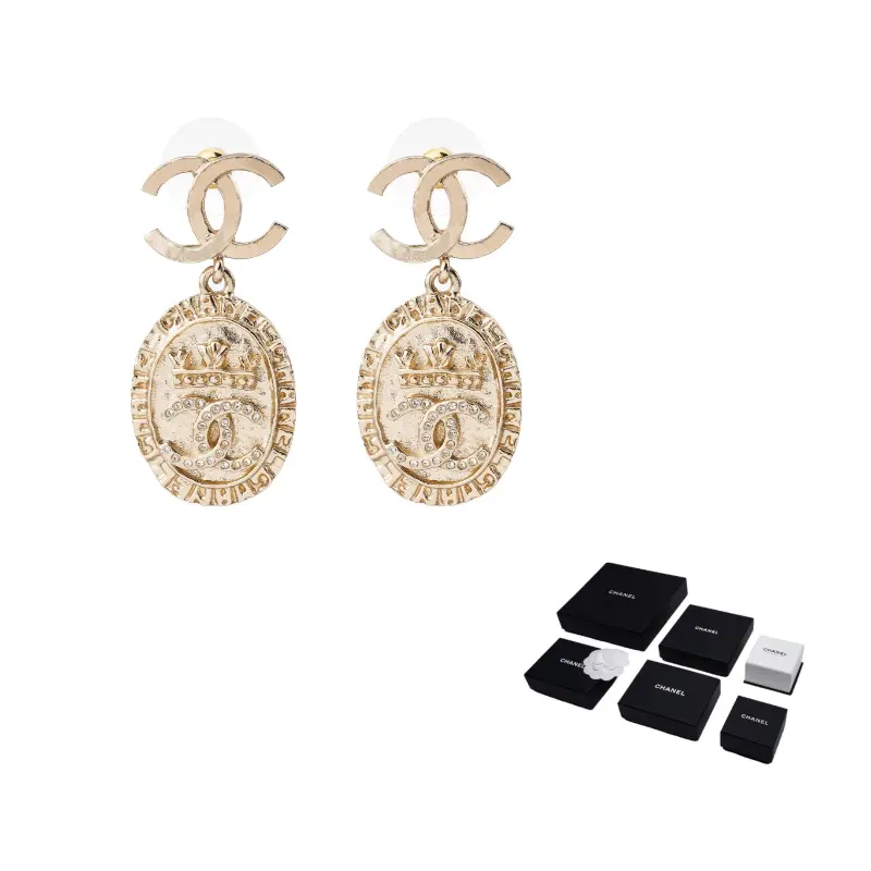 

Металлические латунные серьги со стразами для женщин CHANEL