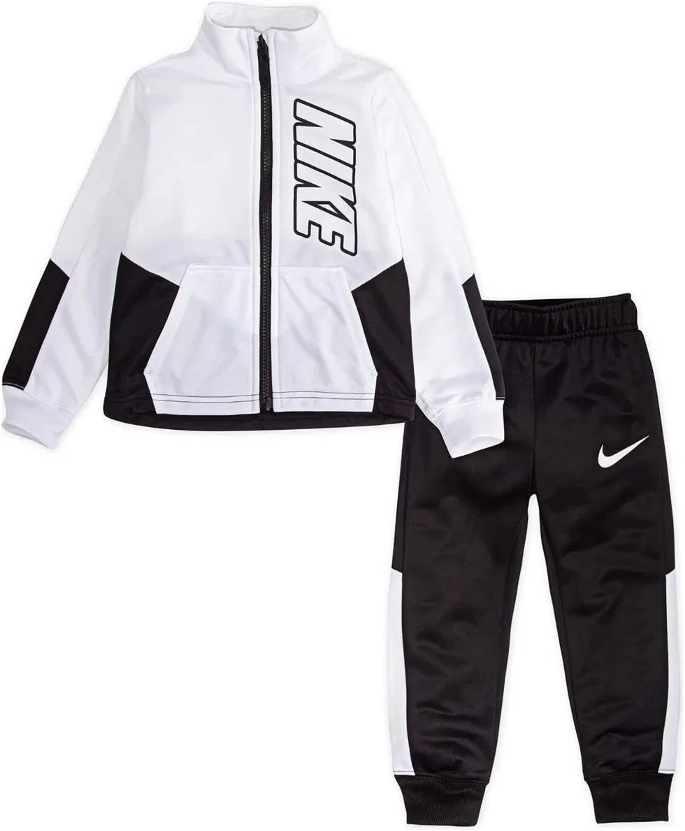 Детский спортивный костюм Nike Color Block, куртка и брюки, Toddler, White/Black