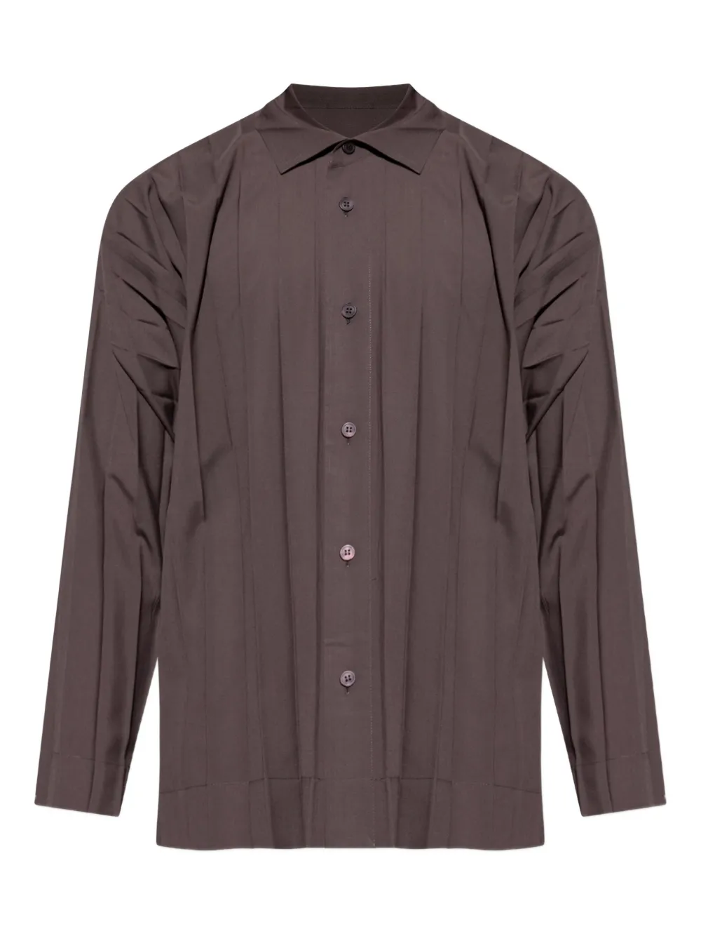 

Плиссированная рубашка с длинными рукавами Homme Plissé Issey Miyake, коричневый