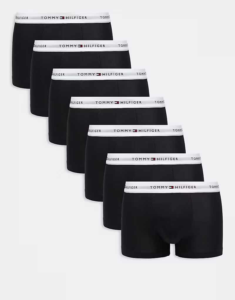 

Фирменные трусы Tommy Hilfiger из хлопка, 7 пар, черного цвета с белым поясом