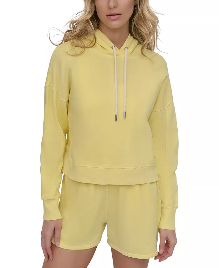 

Спортивная женская хлопковая худи с вышитым логотипом DKNY, синий