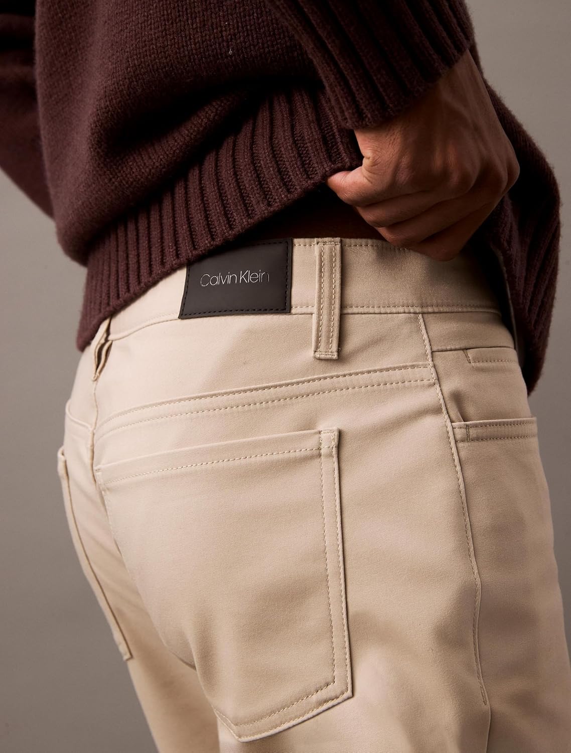 Мужские брюки Calvin Klein Move 365 Stretch Slim Fit из высокотехнологичного тканого материала, устойчивые к складкам, Plaza Taupe — фото 4