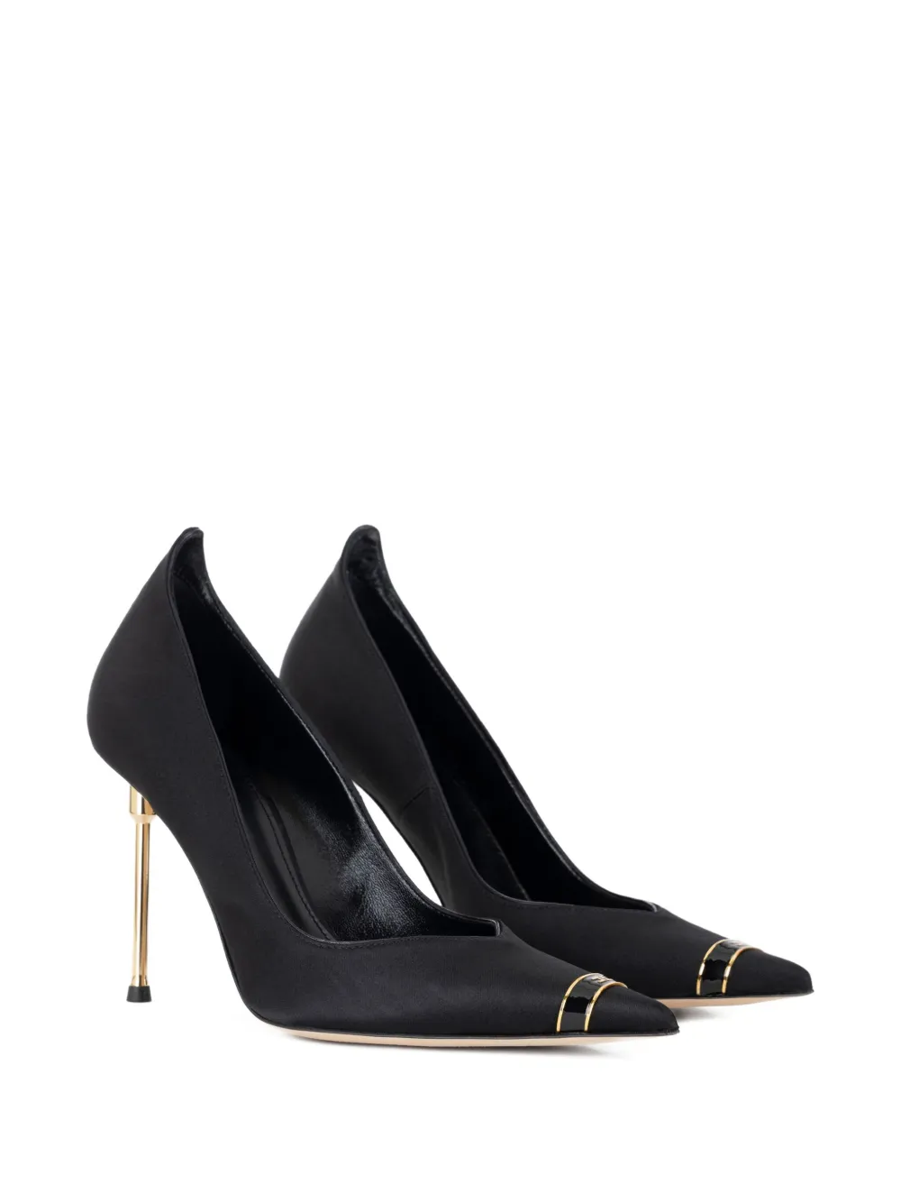 Атласные туфли с заостренным носком Elisabetta Franchi, черный — фото 2