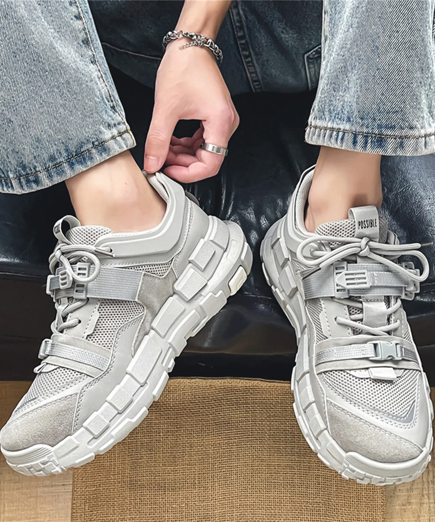 Aimoha Мужские повседневные уличные кроссовки на платформе Aimoha Mens, gray — фото 2