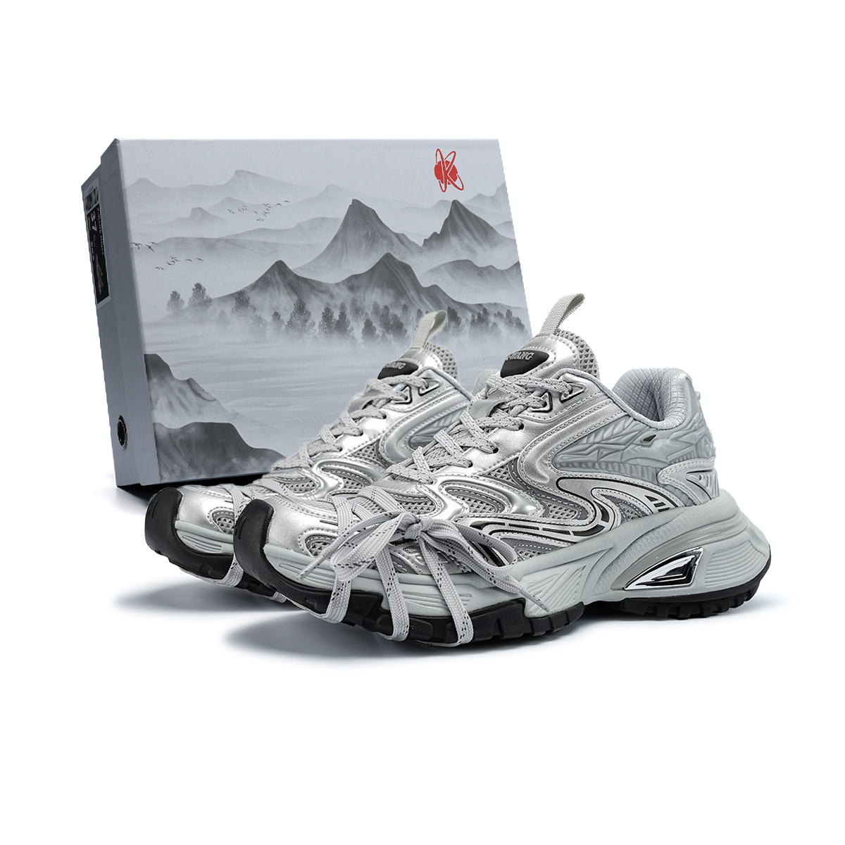 

K-WANG Парижская мода Аппарель ветрозащитные противоскользящие износостойкие утолщенные низкие кроссовки на платформе мужские с серебряными кольцами для шнурков