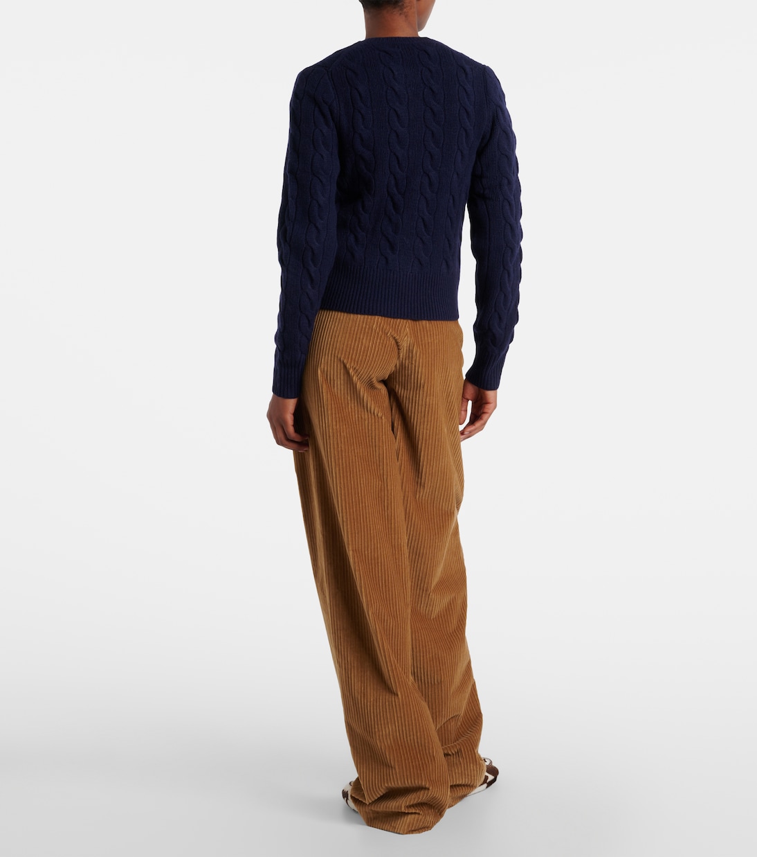 Кардиган из шерсти и кашемира, связанный косами Polo Ralph Lauren, Hunter Navy — фото 3