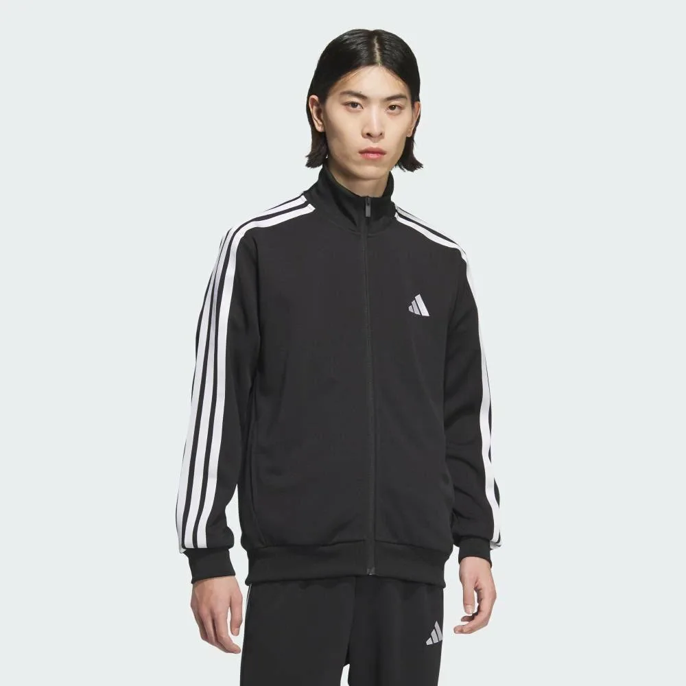Спортивная куртка с тремя полосками, стандартного кроя, двойной вязки. Adidas, black
