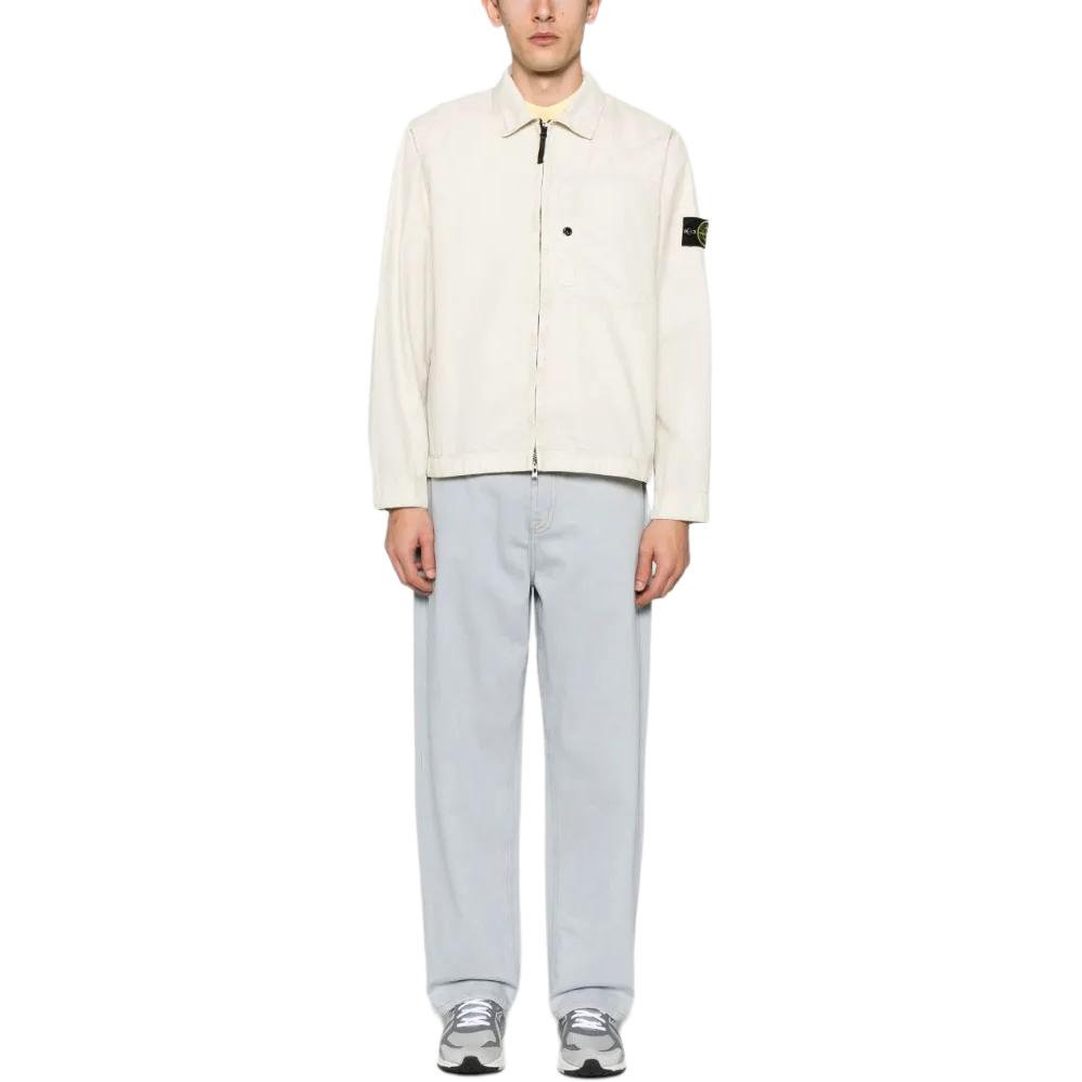 STONE ISLAND Застёгивающаяся на молнию рубашка-куртка с нашивкой компас, Light Umber — фото 4