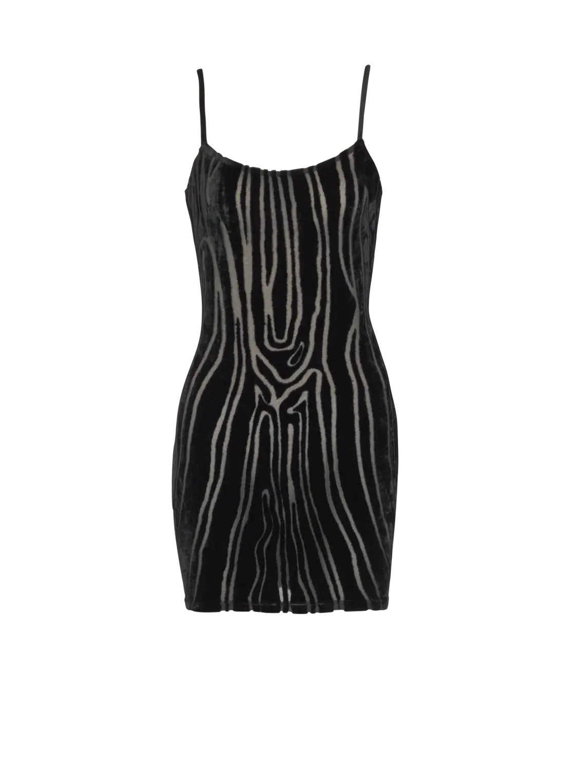 

Короткое платье на бретелях из бархата с принтом "зебра" Balmain, черный