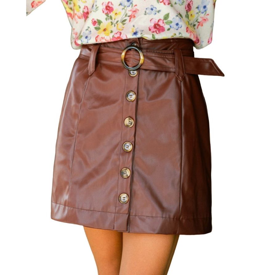 

Женская мини-юбка из винила коричневого цвета Cupshe, Brown