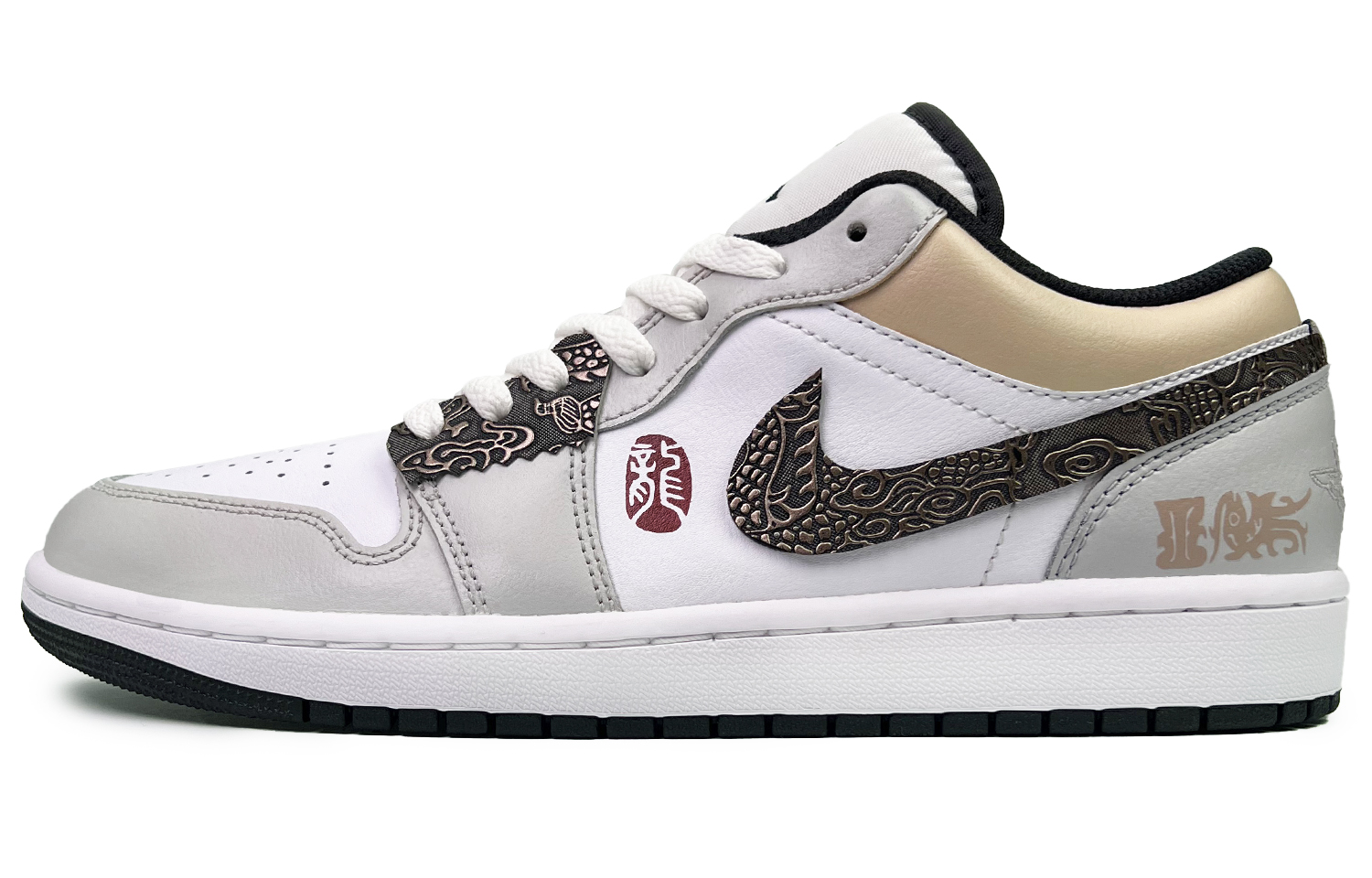

Jordan Баскетбольные кроссовки Air 1 Low-top Vintage для мужчин, серые, белые, коричневые