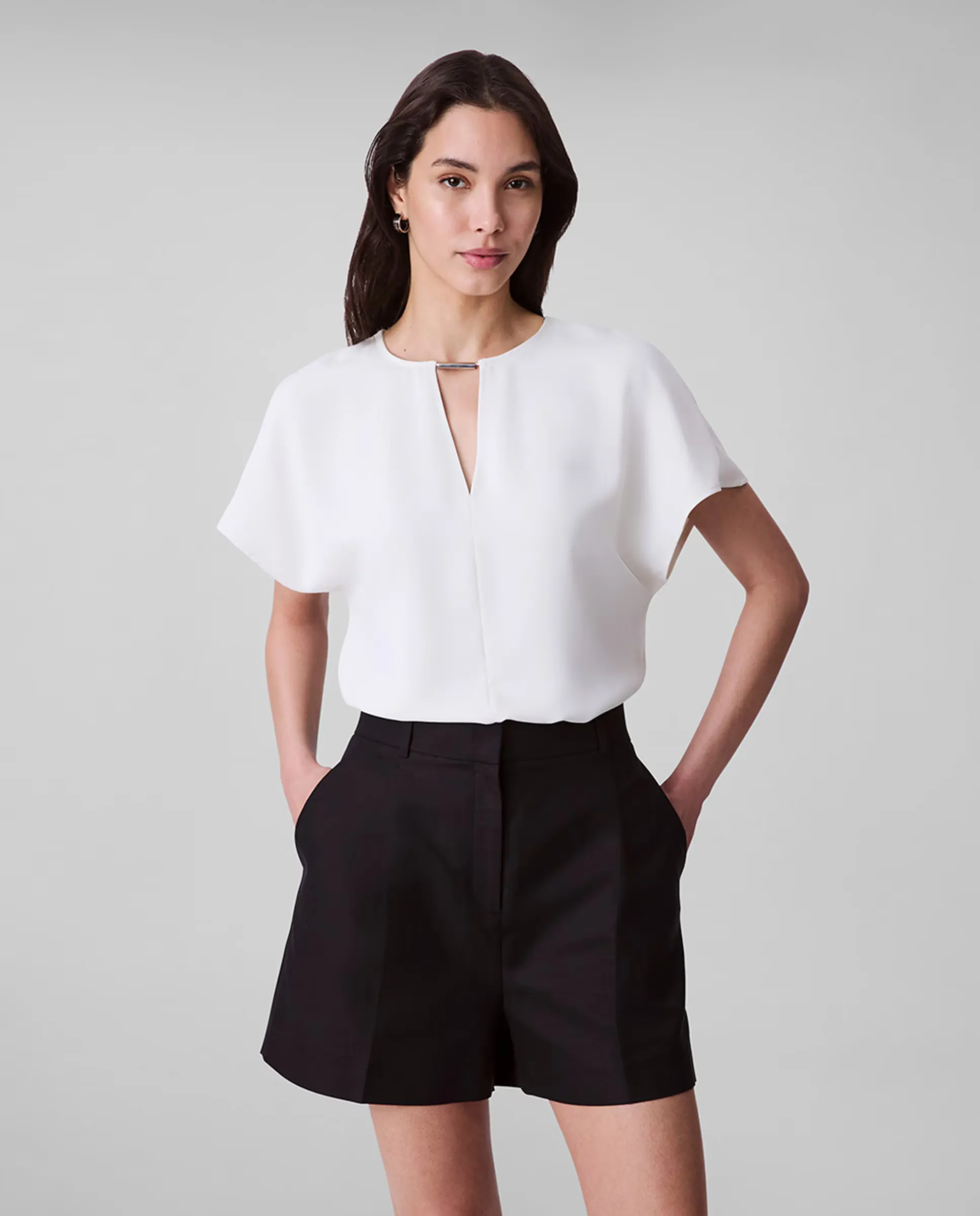

Женская блузка с коротким рукавом Calvin Klein, кремовый