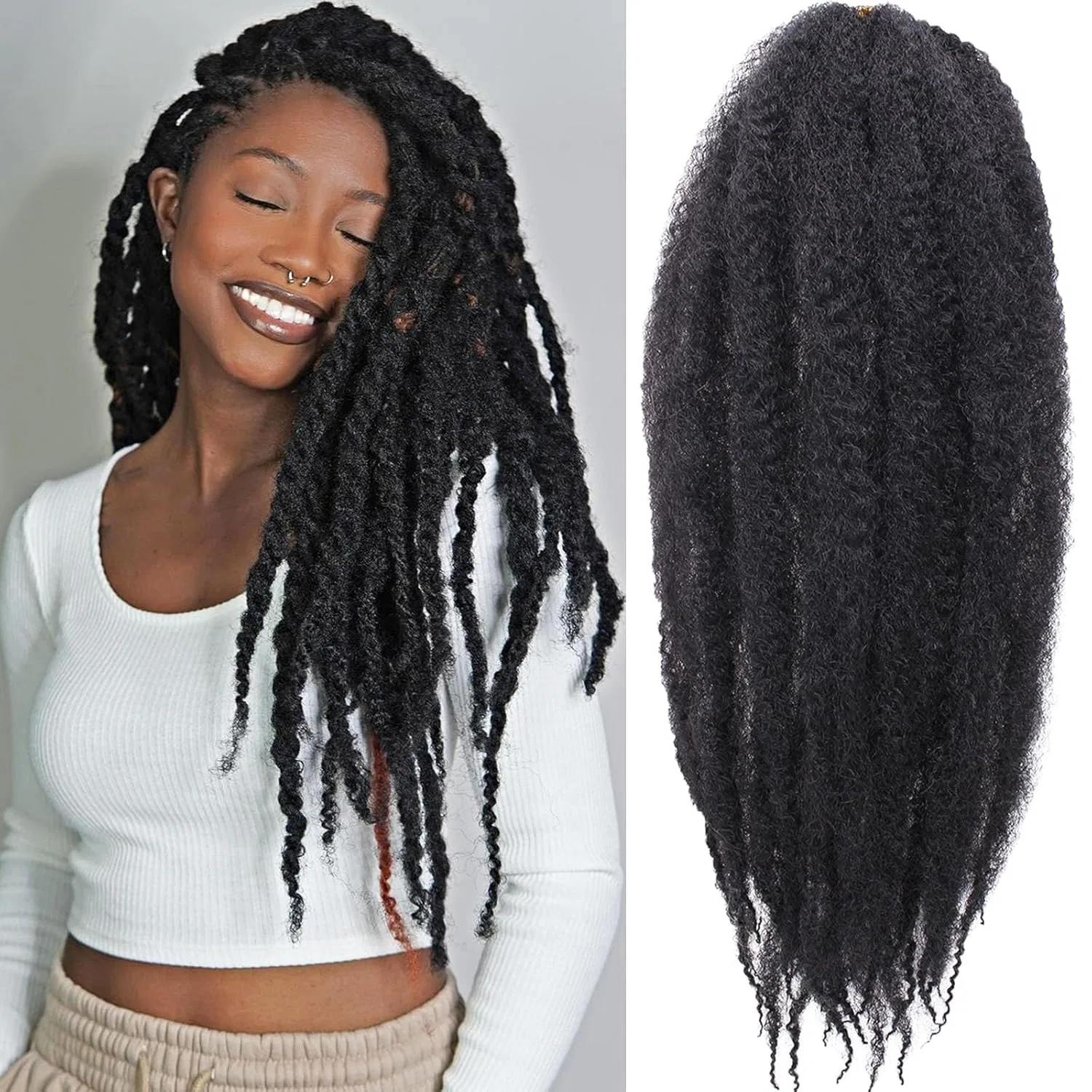 Искусственные волосы для плетения «Marley Braiding Hair» 18 дюймов, черные Samtress, #1B