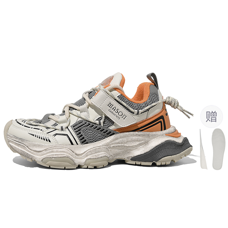 

Абразивостойкие дышащие облегченные кроссовки на платформе Low top Chunky Unisex Masongarments, salary boost оранжевый (height-increasing insole style)