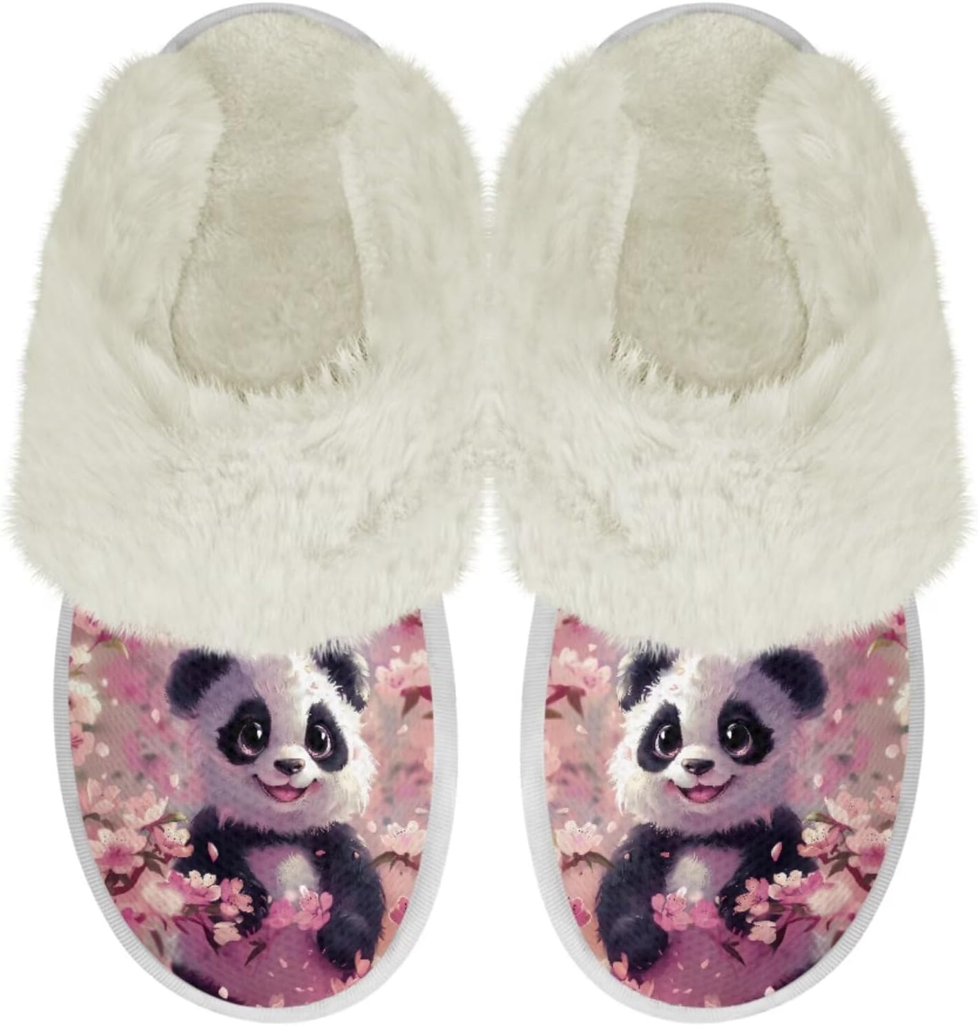 

Тапочки для дома Binienty для женщин и мужчин, мягкие плюшевые, для утепления дома, Panda Plum Blossom