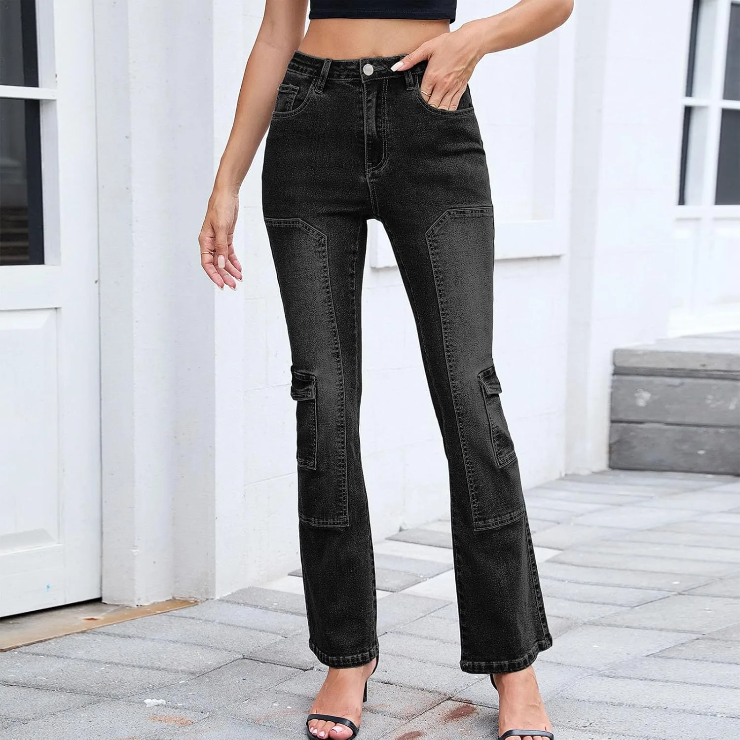 Женские джинсы Mid Rise Flare Bootcut Slim Fit — фото 3