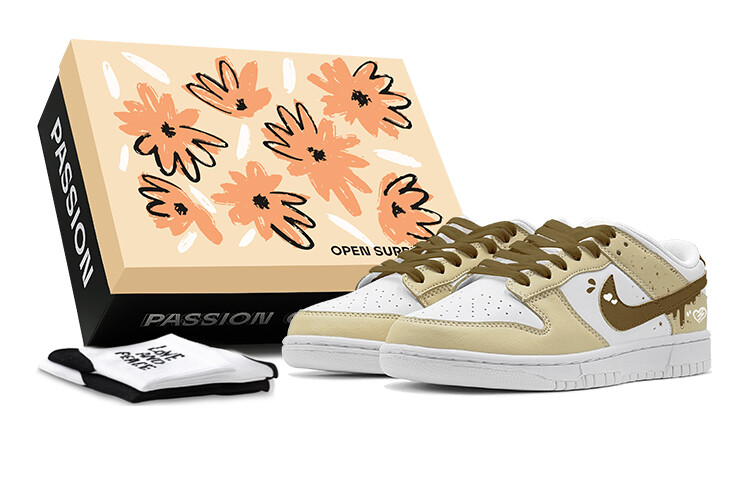 

Кроссовки Nike Dunk Skateboarding Shoes Women's Low-top Brown, желтый