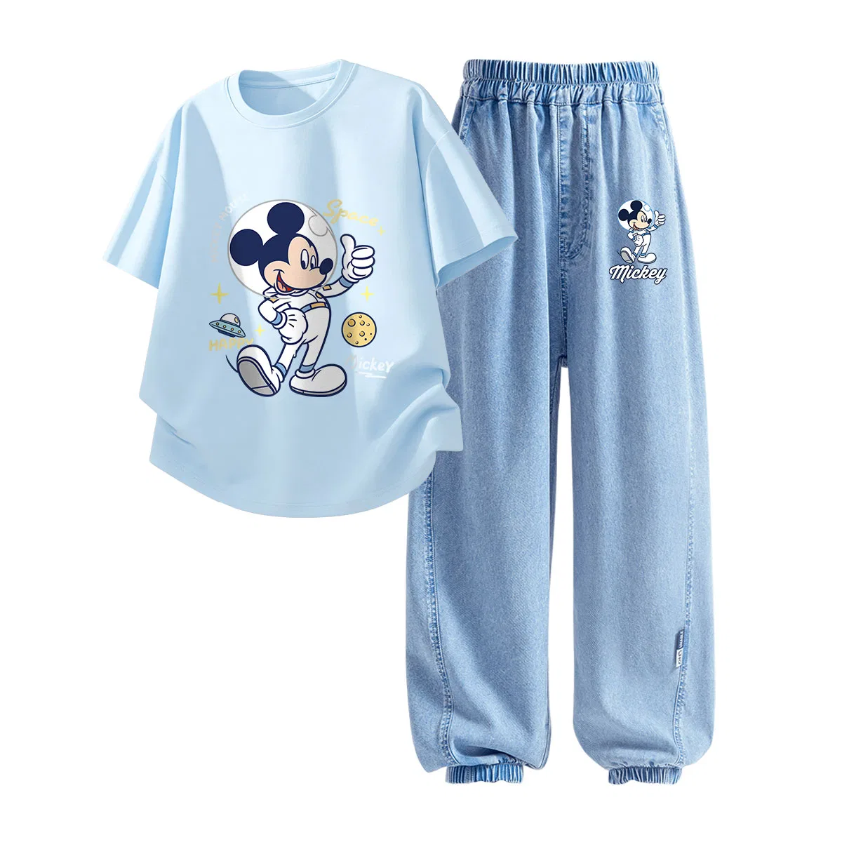Детская повседневная спортивная футболка с круглым вырезом Disney, Cosmic Sky Blue+Astronaut K Denim Light Blue