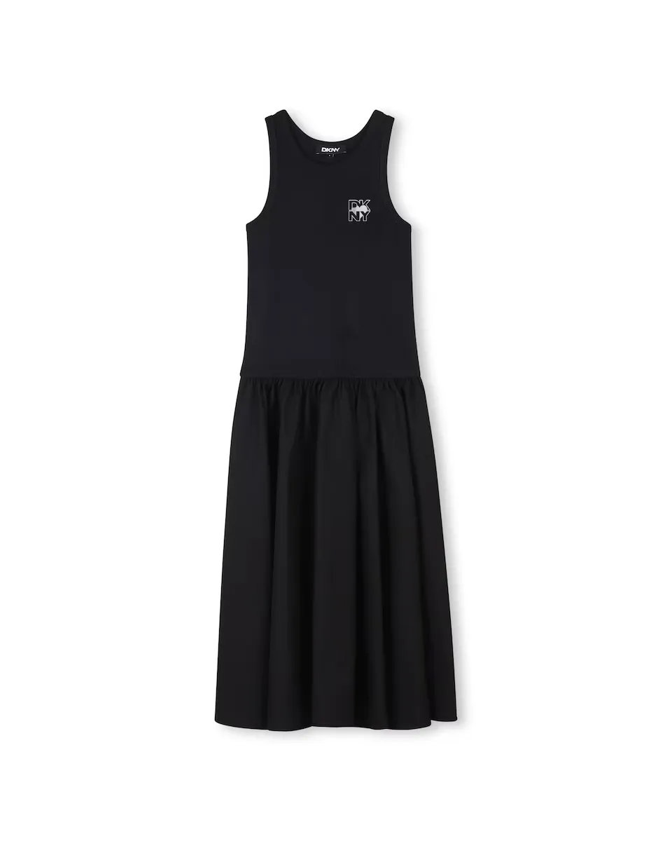 

Хлопковое платье для девочки без рукавов DKNY, чёрный