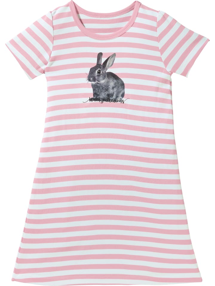 

Erwin Müller Детская ночная рубашка из трикотажа, розово-бело-серого цвета