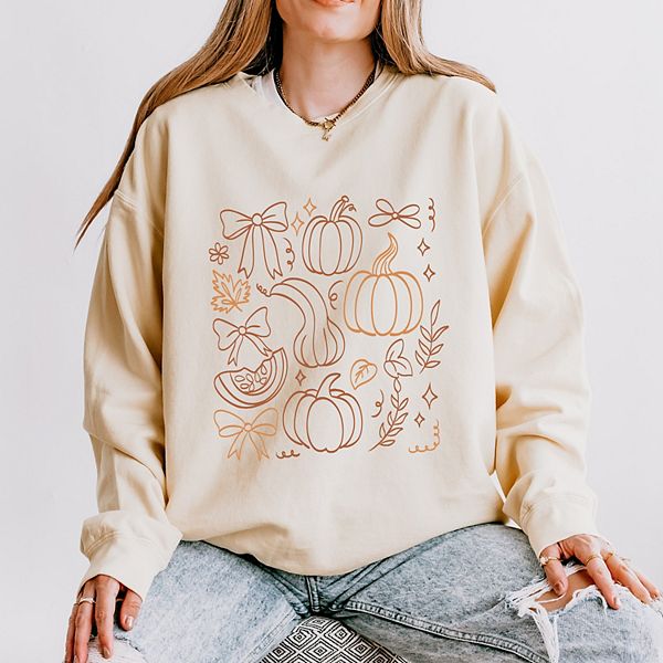 

Кофта Coquette с принтом тыквы и листьев Simply Sage Market, Ivory